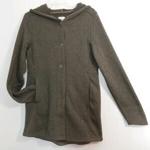 Alpine Design brown fleece hoodie button jacket S